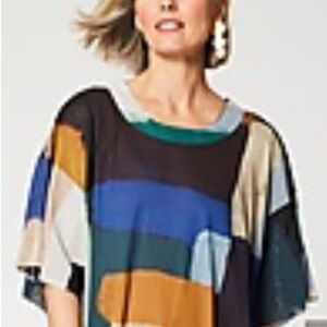 Boxy Blue and Black Tunic Blouse